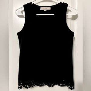 LOFT poly spandex tank with laser cutout trim XSP